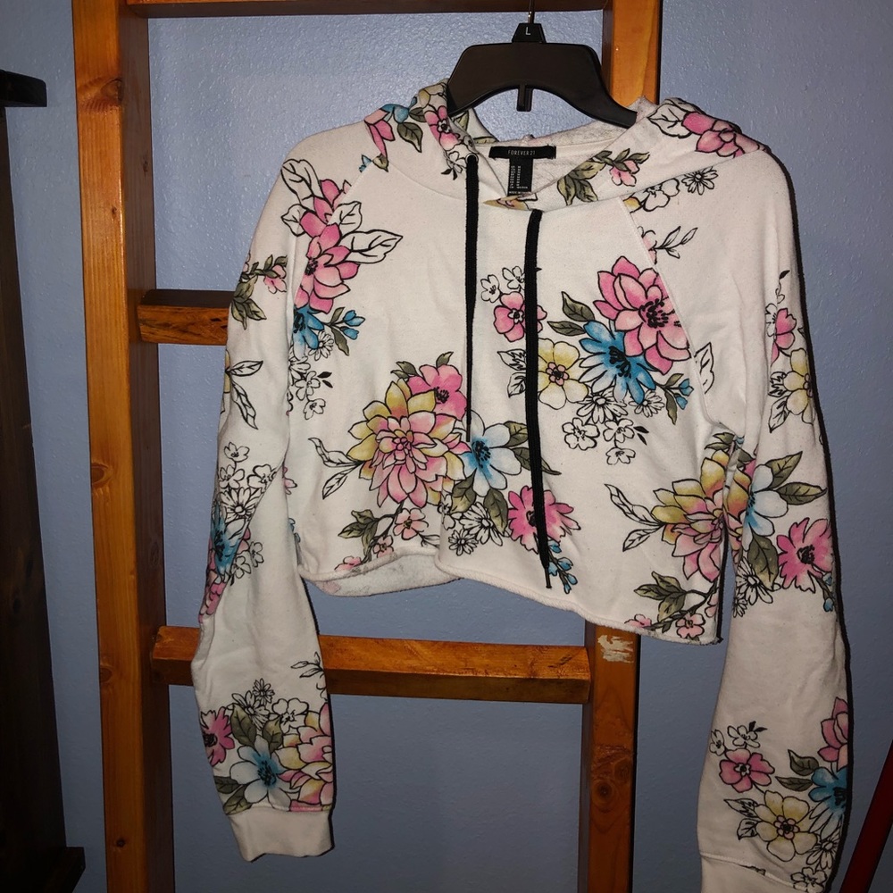 Flower Cropped Hoodie